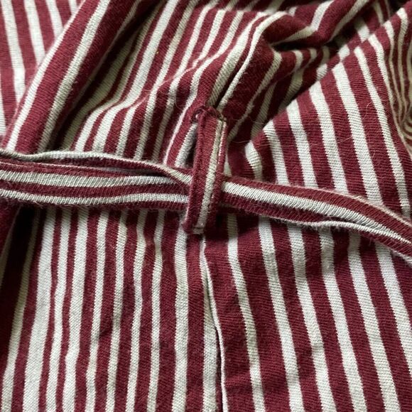 Free People Wrapped Around My Finger red wine/white stripe wrap shirt top XS - Picture 8 of 12